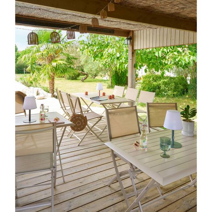 Lot de 4 chaises de jardin pliantes MODULA Lin & Argile