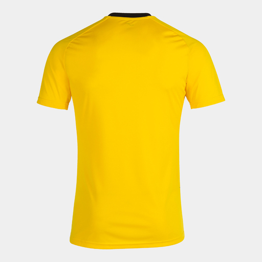 Camiseta Joma Tiger III de manga curta, amarela e preta.