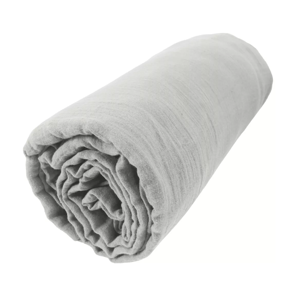 Drap housse gaze de coton (140 x 200 cm) Gaïa Gris nuage