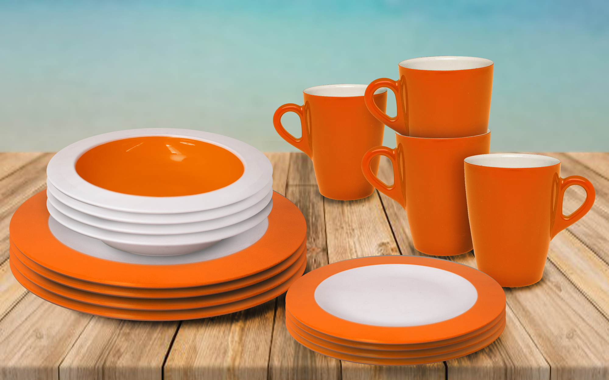 Omada Teller- und Schüsselset 16 teilig orange
