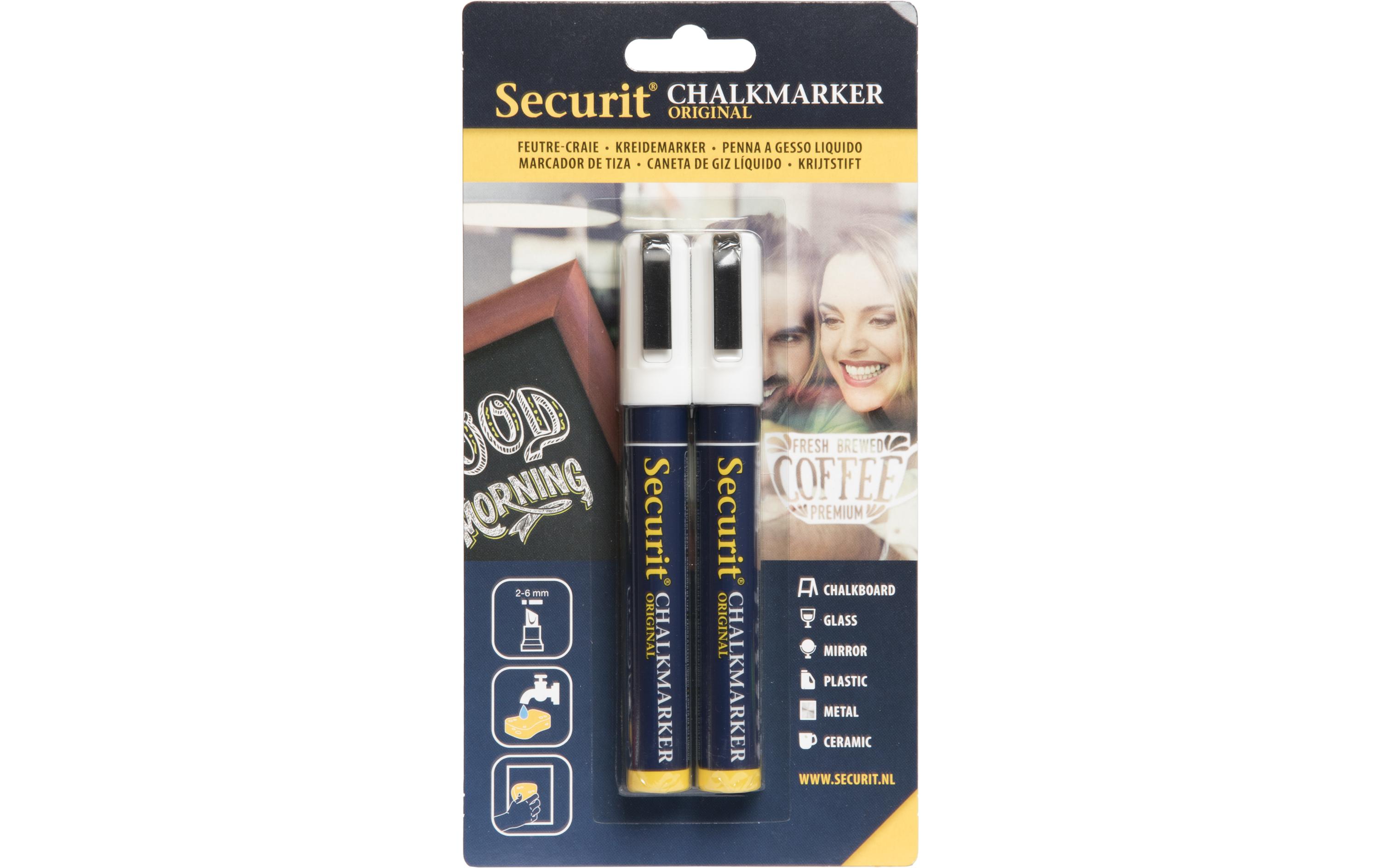 Kreidemarker 2-6 mm 2 Stück, WeissHochwertige, flüssiger Kreidestift