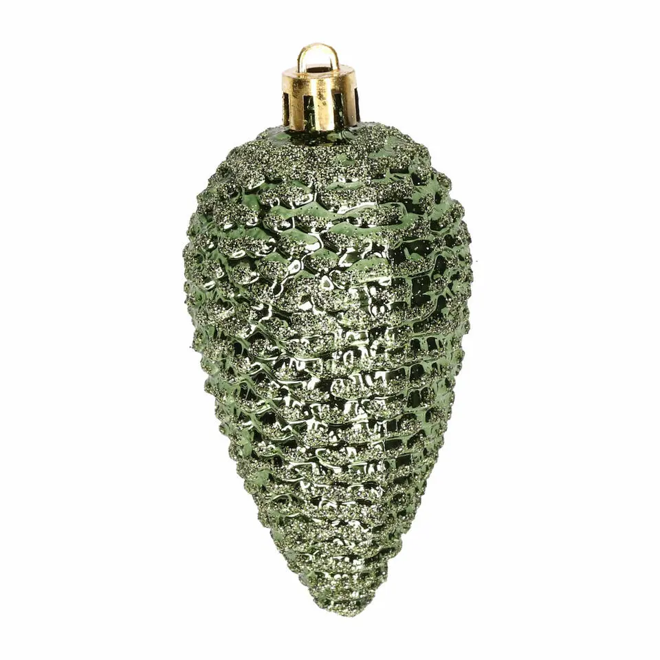 Decoris Kersthangers dennenappels - 6x - donkergroen - 8 cm