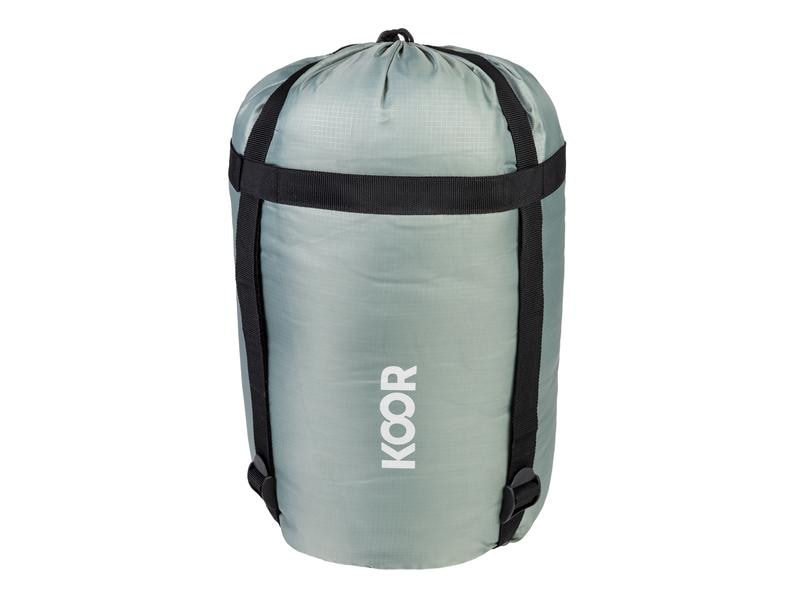 KOOR Schlafsack, Schlafsackeinlage und Reisekissen Set Grau 3-teiliges Set für Schlafkomfort unter freiem Himmel