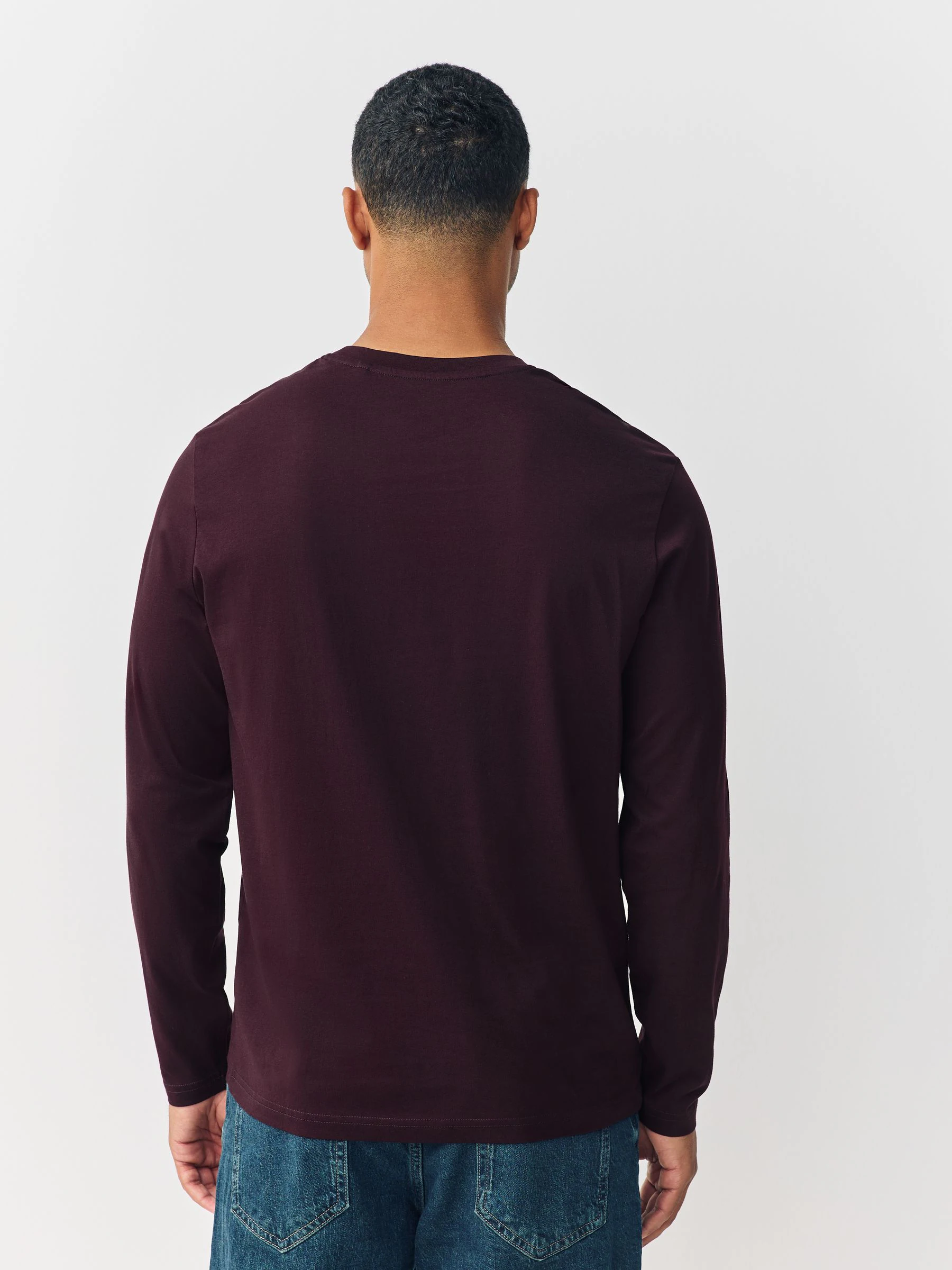 Paarse vijg - Normale Pasvorm - T-shirt met lange mouwen en ronde hals