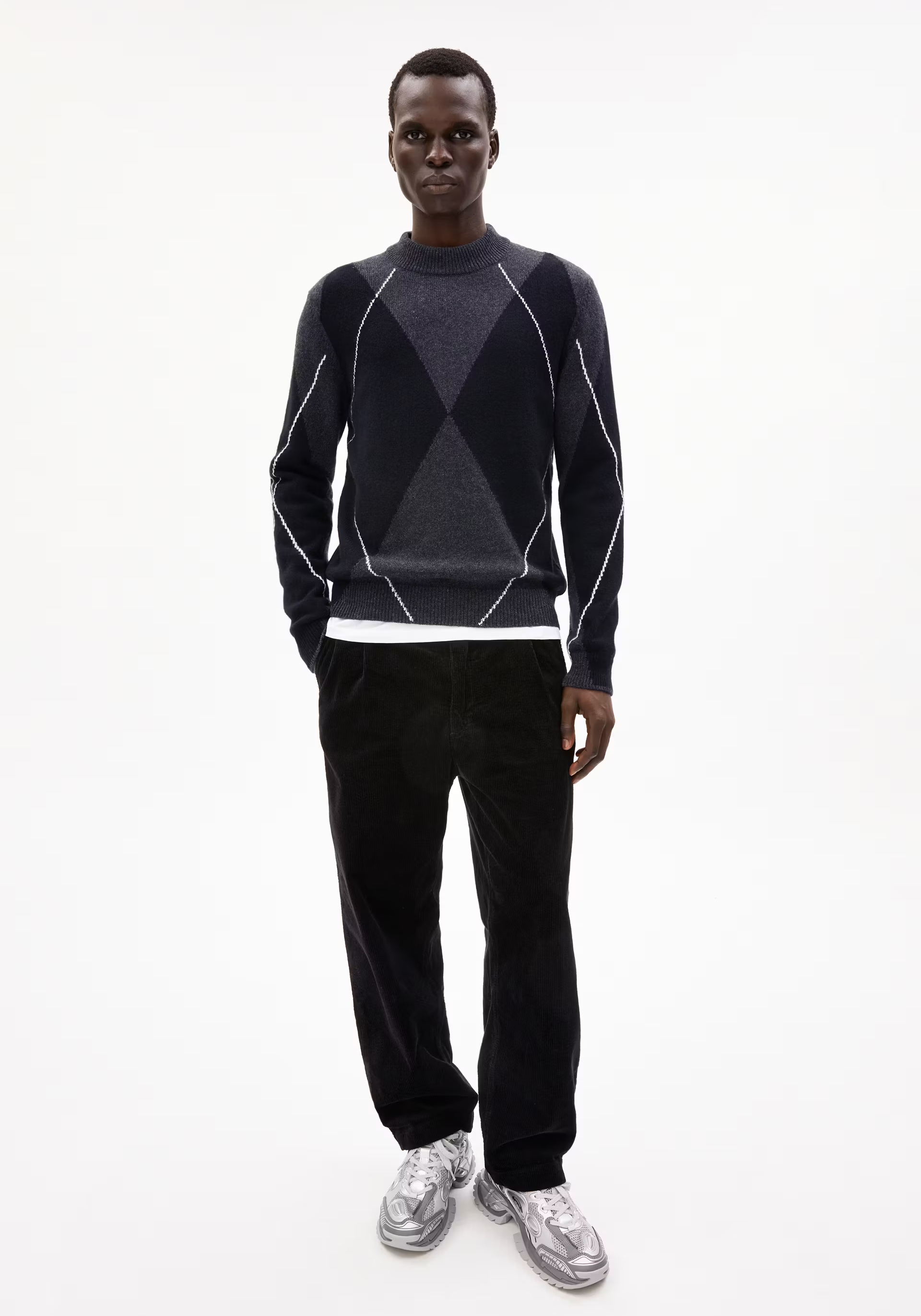 Armedangels Strickpullover Aargelius Steel Melange-Black-Oatmilk