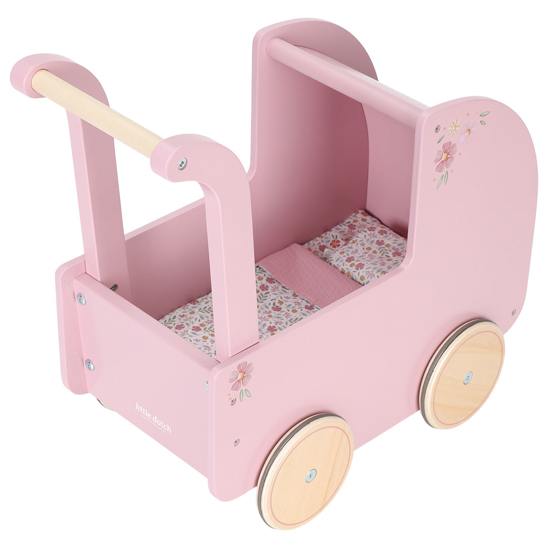 little dutch houten poppenwagen - roze