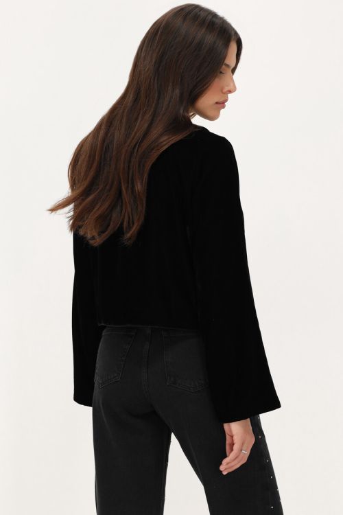 Zwart velvet jacket met zilverkleurige embroidery