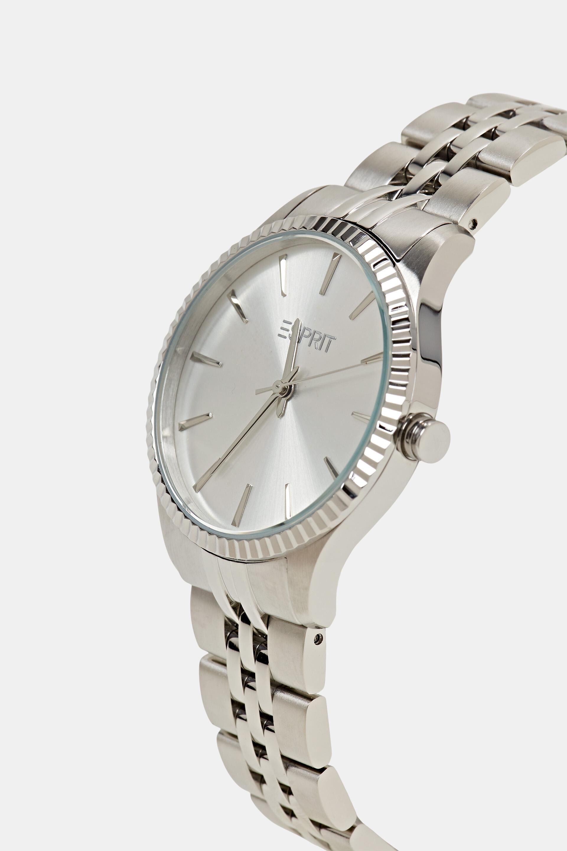 Montre en acier inoxydable à lunette ondulée