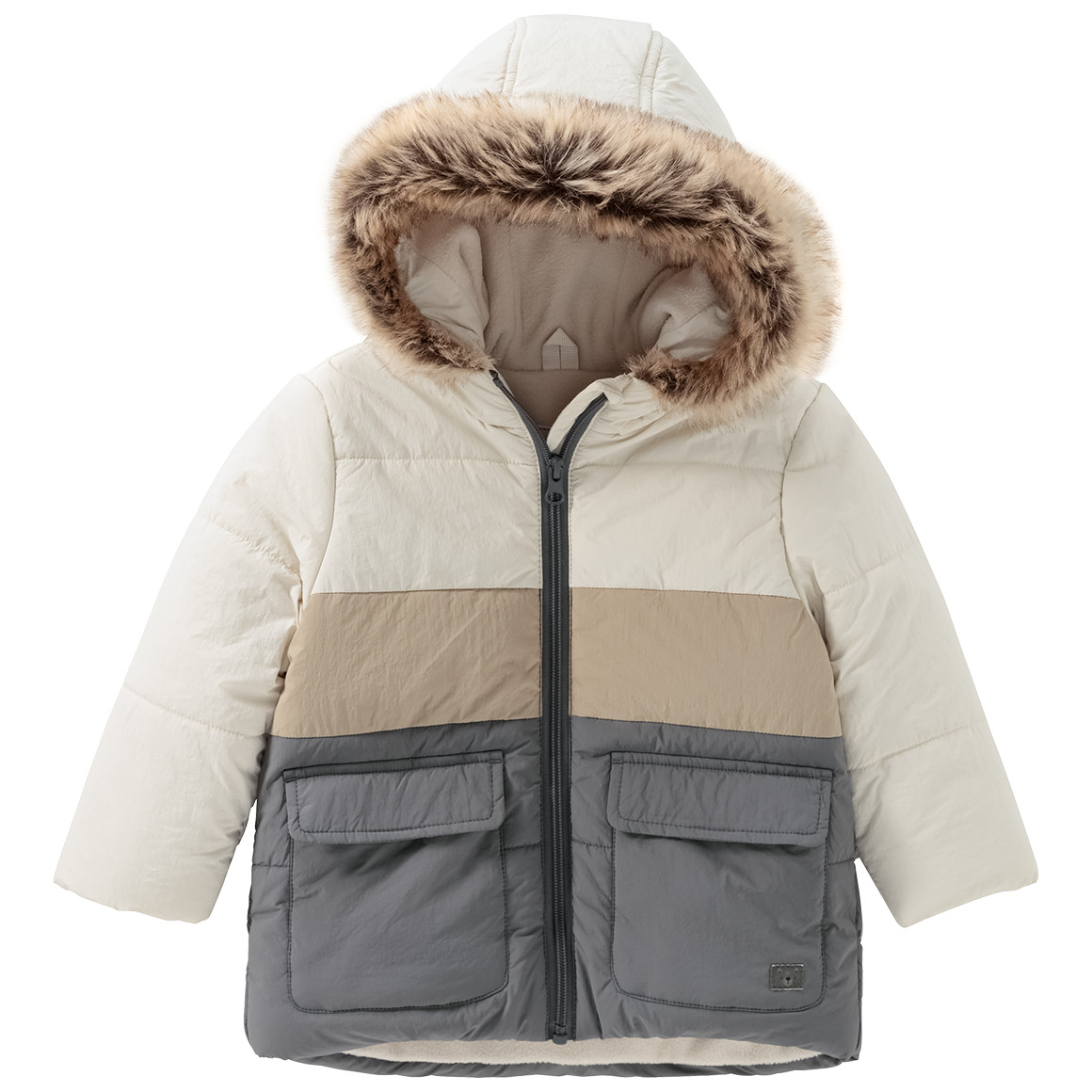 Topomini Jungen Jacke leicht gefüttert beige / hellbraun / dunkelgrau