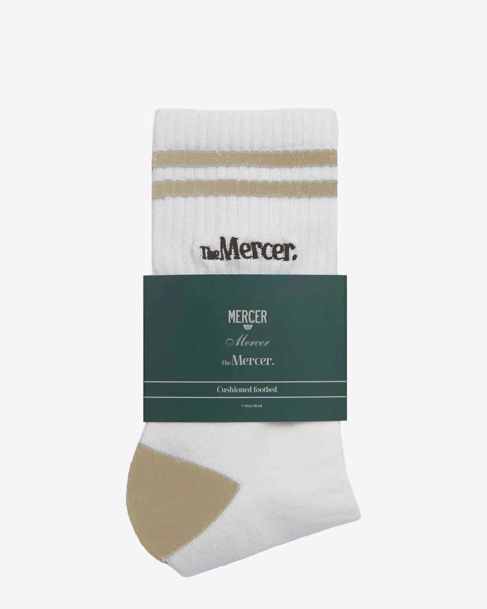 Mercer Amsterdam The Mercer Socks Stripe Wit/Lichtbruin Sokken