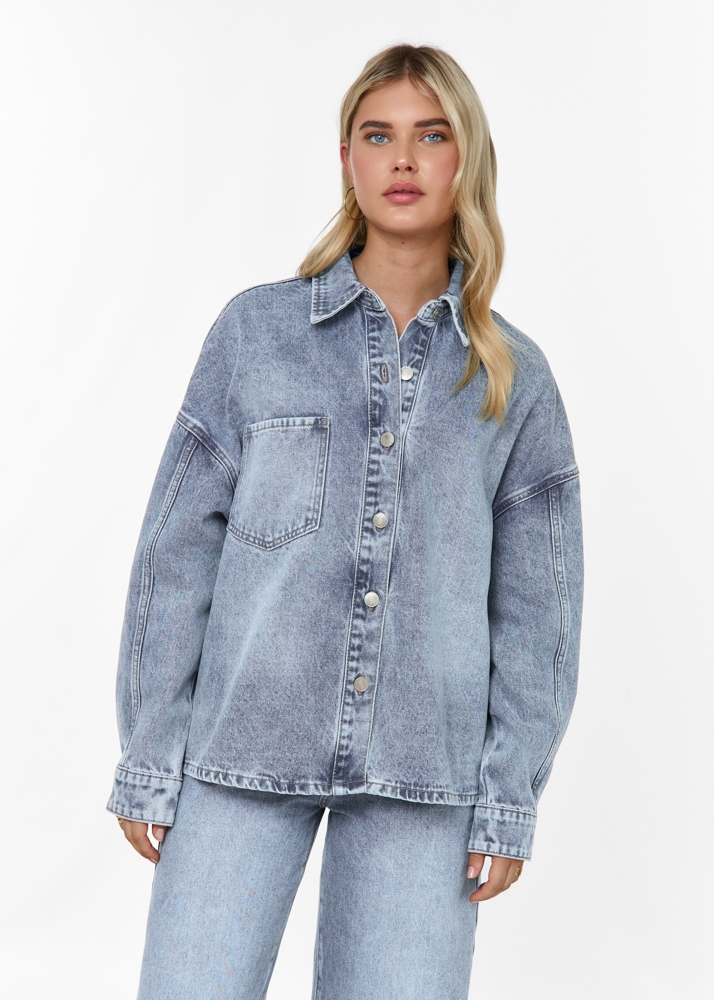 Boyfriend denim blouse sea blauw