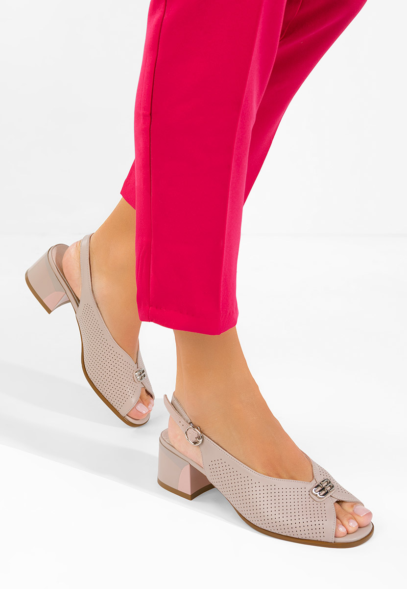 Sandales en cuir naturel beige Rabiela