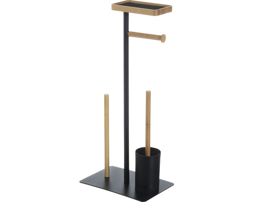 Toiletbutler Tasir met plank, matzwart/bamboe