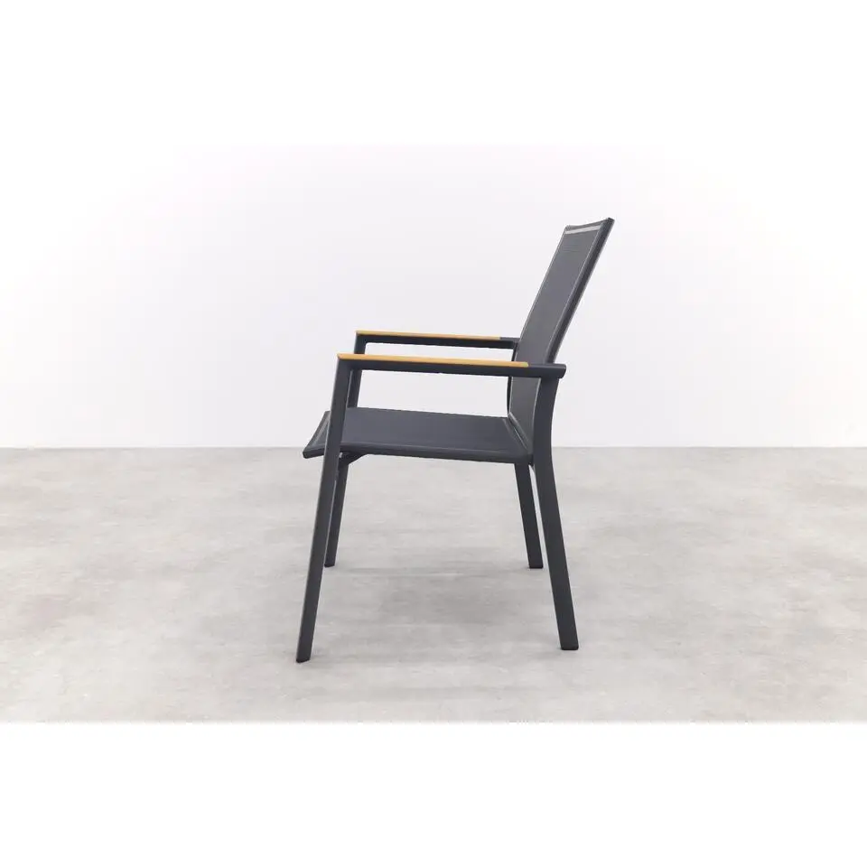 Atmos stapelbare tuinstoel - Antraciet/Teak