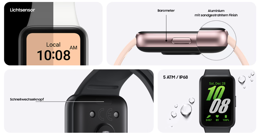 Galaxy Fit3 (40mm) Smart Watch mit Silikon Armband (SM-R390NZSAEUB) - Prism Crush White (Weiss)