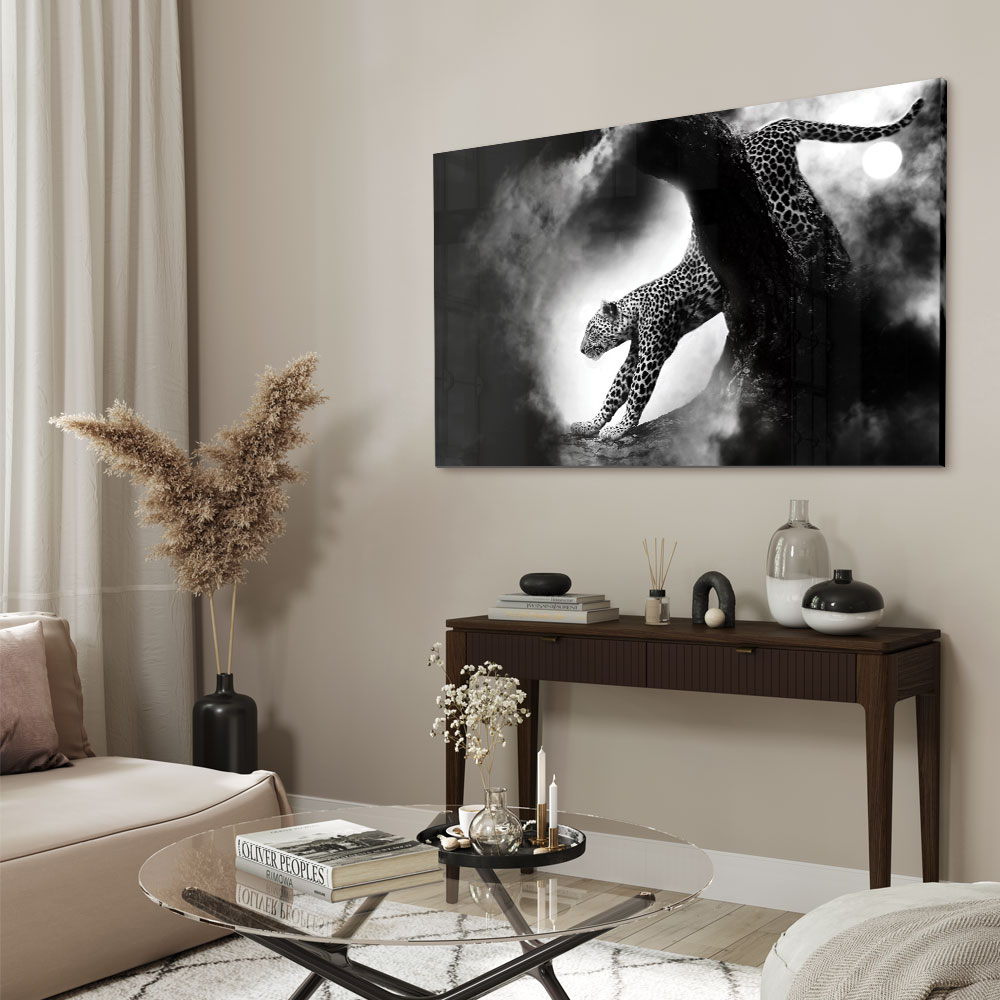 Walljar acrylglas schilderij - Crouching Panther Acrylglas schilderij - 120 x 180 cm