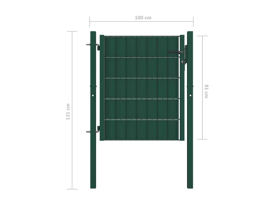 Portail de cl?ture PVC et acier 100x81 cm Vert