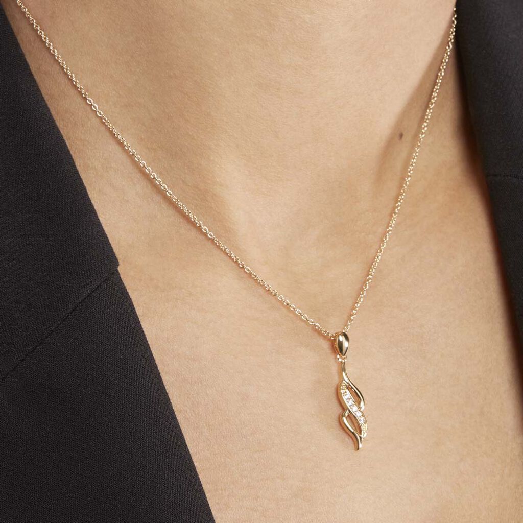 Collier Ishaae Plaqué Or Jaune Oxyde De Zirconium