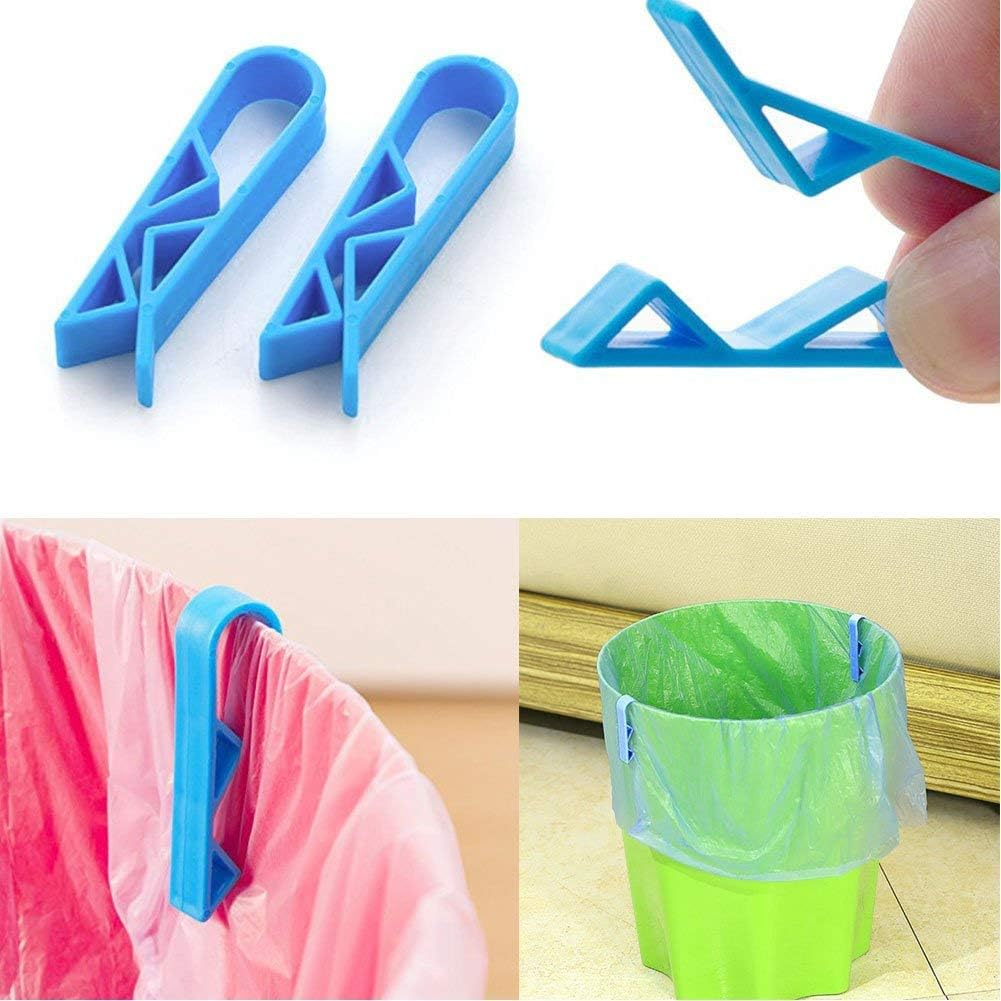 (10er Set) 55x15mm Müllbeutel Halter Müllsack Clip Mülltonnen Befestigungs Klammer - Blau
