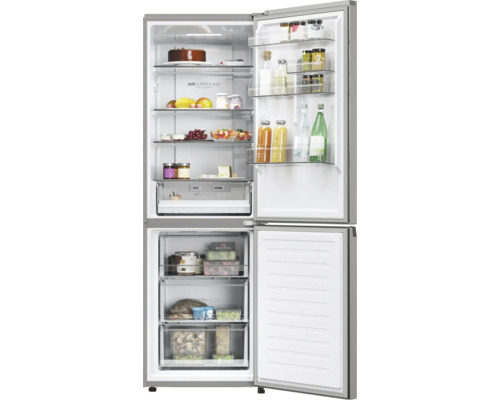 HAIER HDPW3618DNPK koel-vriescombinatie, afmetingen (B x H x D): 59,5 x 185 x 66,7 cm, koelgedeelte: 201 l, vriesgedeelte: 117 l, roestvrij staal