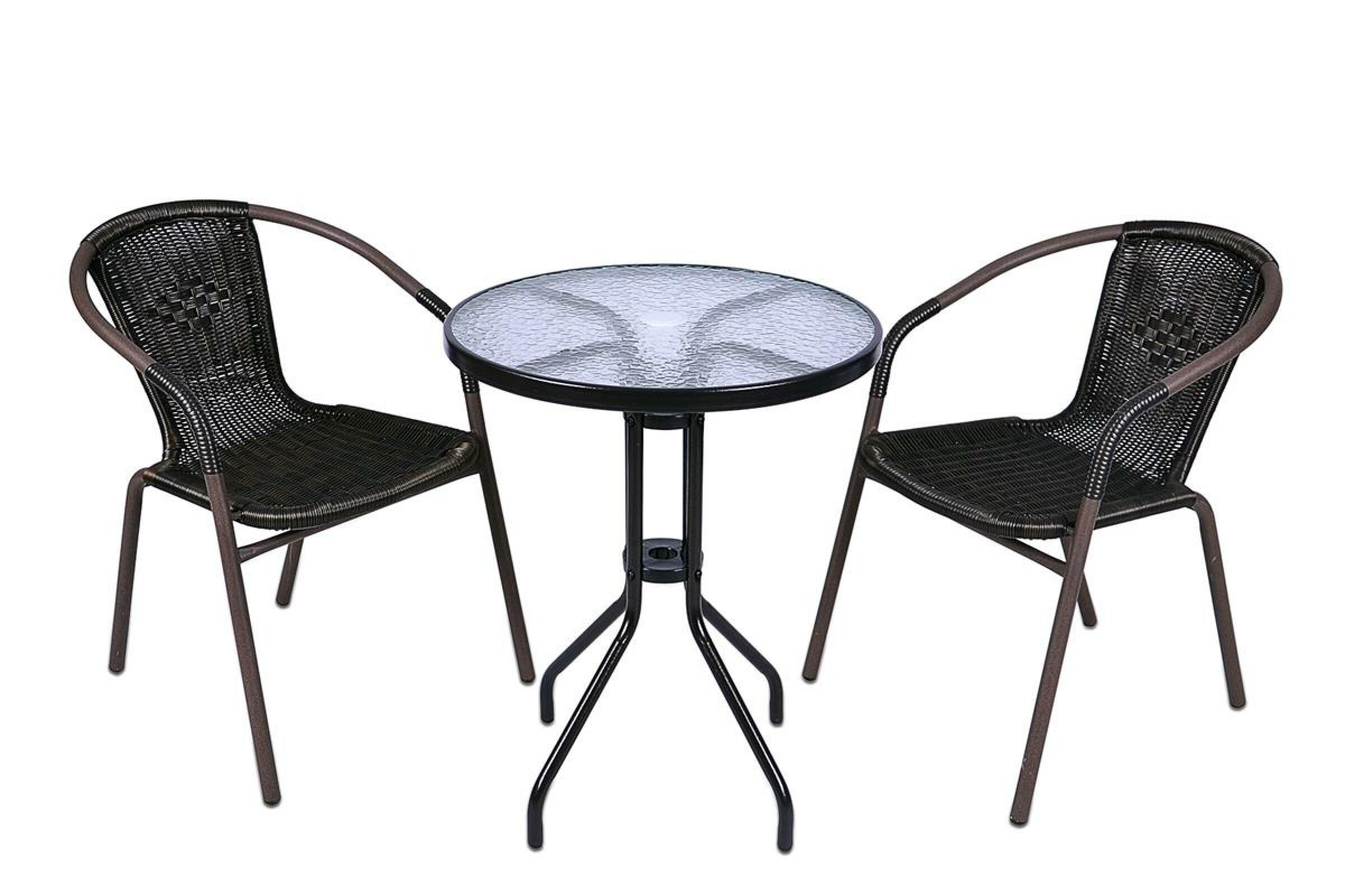 VCM Bistrostuhl dunkel-braun Stapelstuhl Balkonstuhl Gartenstuhl Poly-Rattan Stahl