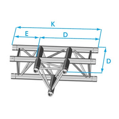 Prolyte X30D-C017 driehoek truss 3-weg t-stuk horizontaal