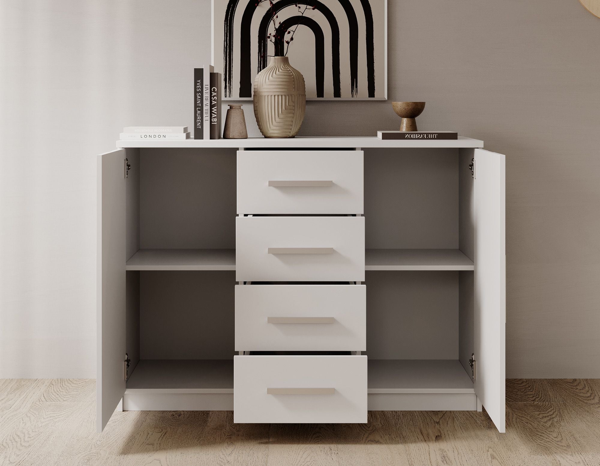 Ladekast Blake - Wit - 120x40x90 cm