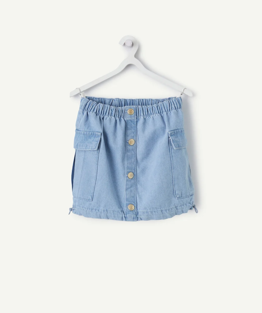 JUPE PARACHUTE FILLE EN DENIM LOW IMPACT AVEC POCHES CARGO