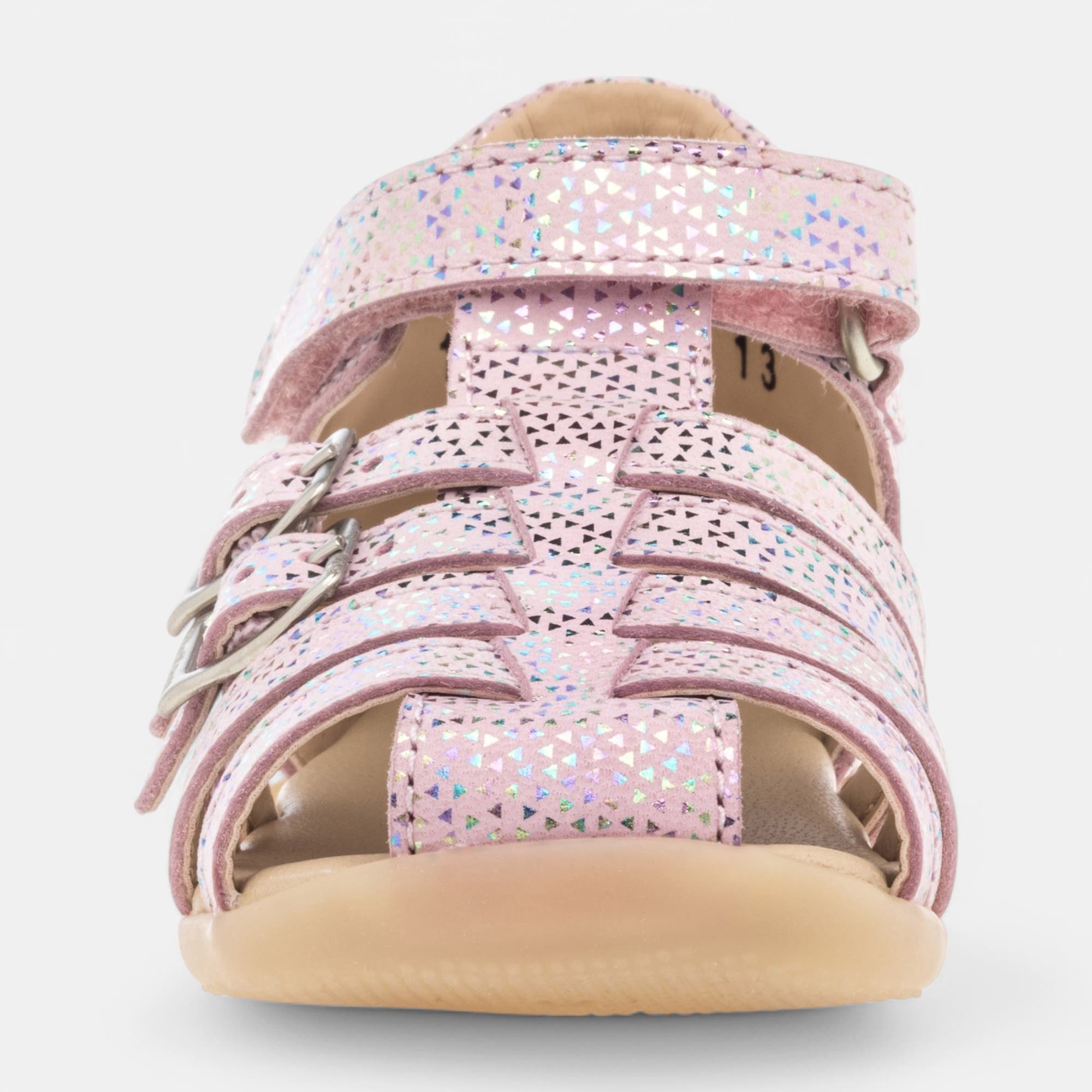 Nu-pieds Bébé fille en cuir rose