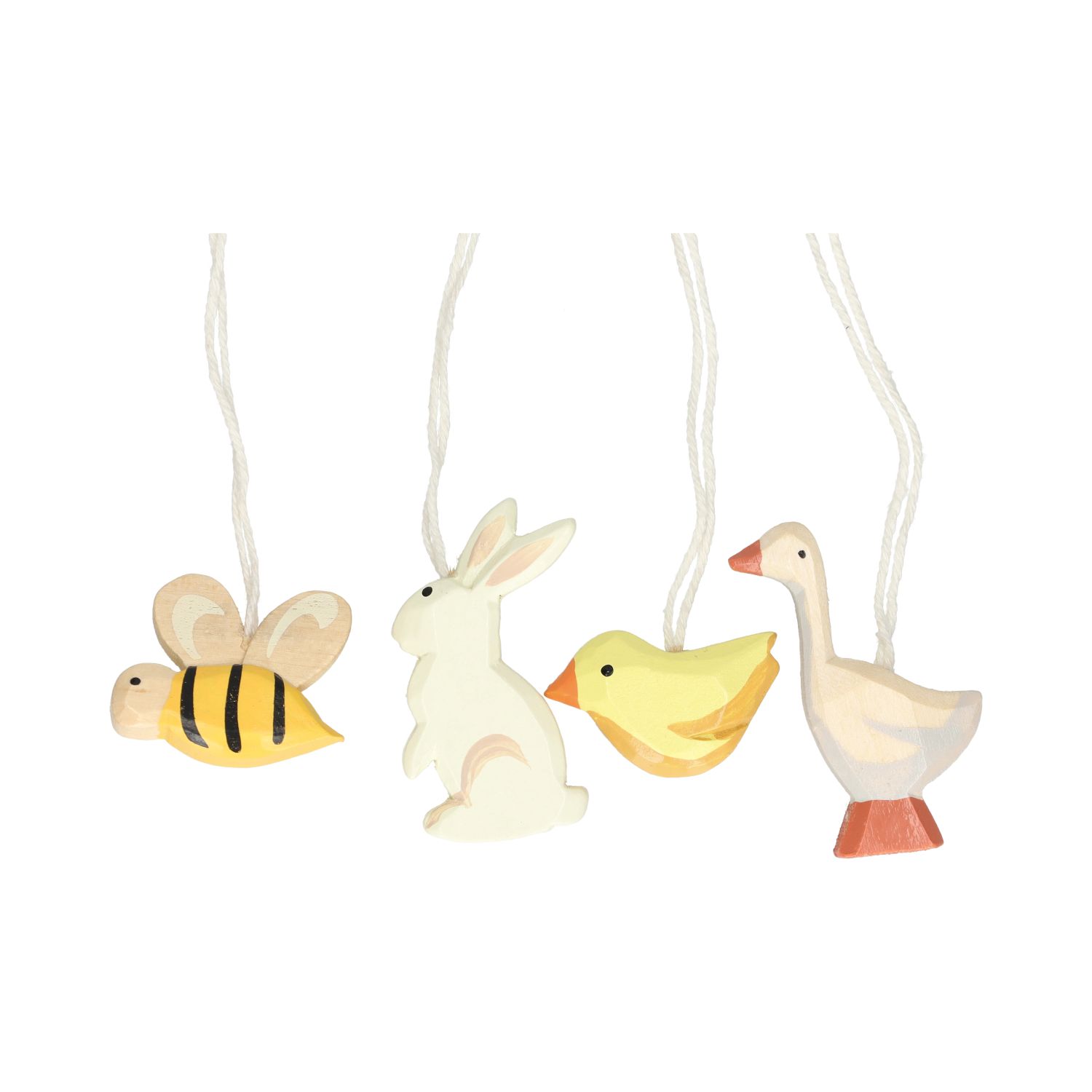 Eitjes, hout, dieren, 4 stuks