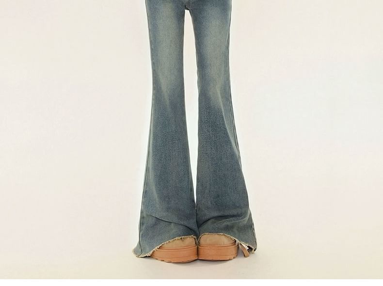 Rosesand - Low Waist Washed Slim-Fit Boot-Cut Jeans