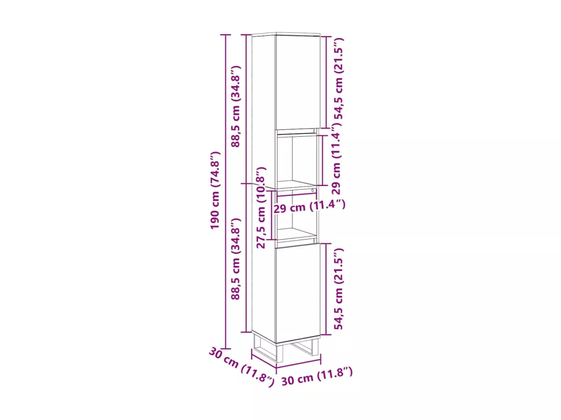 Armoire salle de bain chêne sonoma 30x30x190 cm