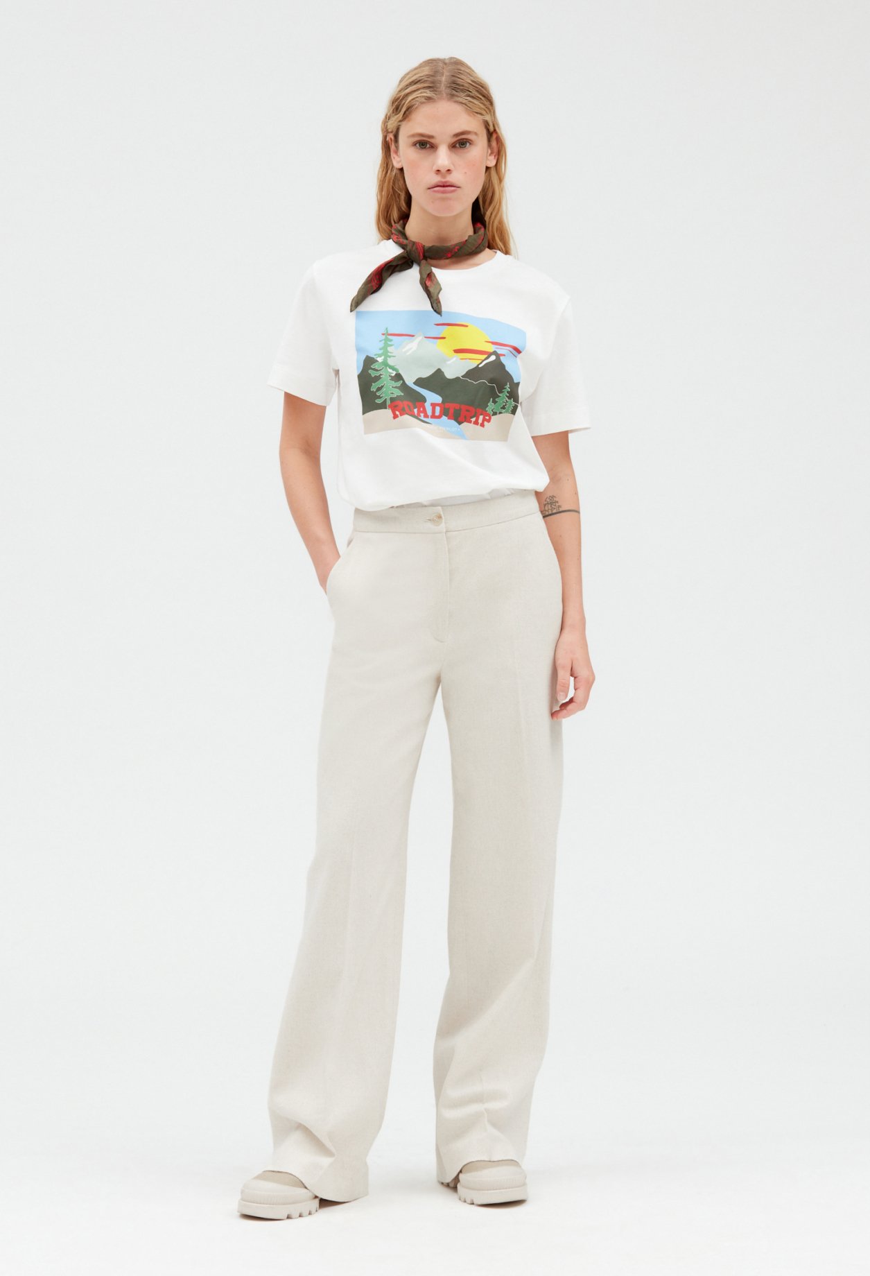 T-shirt imprime ecru