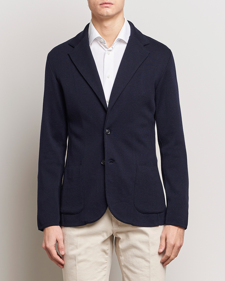 Lardini Knitted Wool Blazer Navy