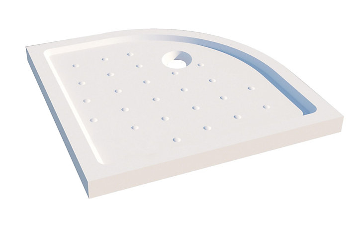 Receveur de douche quart de cercle, 90 x 90 x 6.5 cm, blanc brillant, Meri Ondée