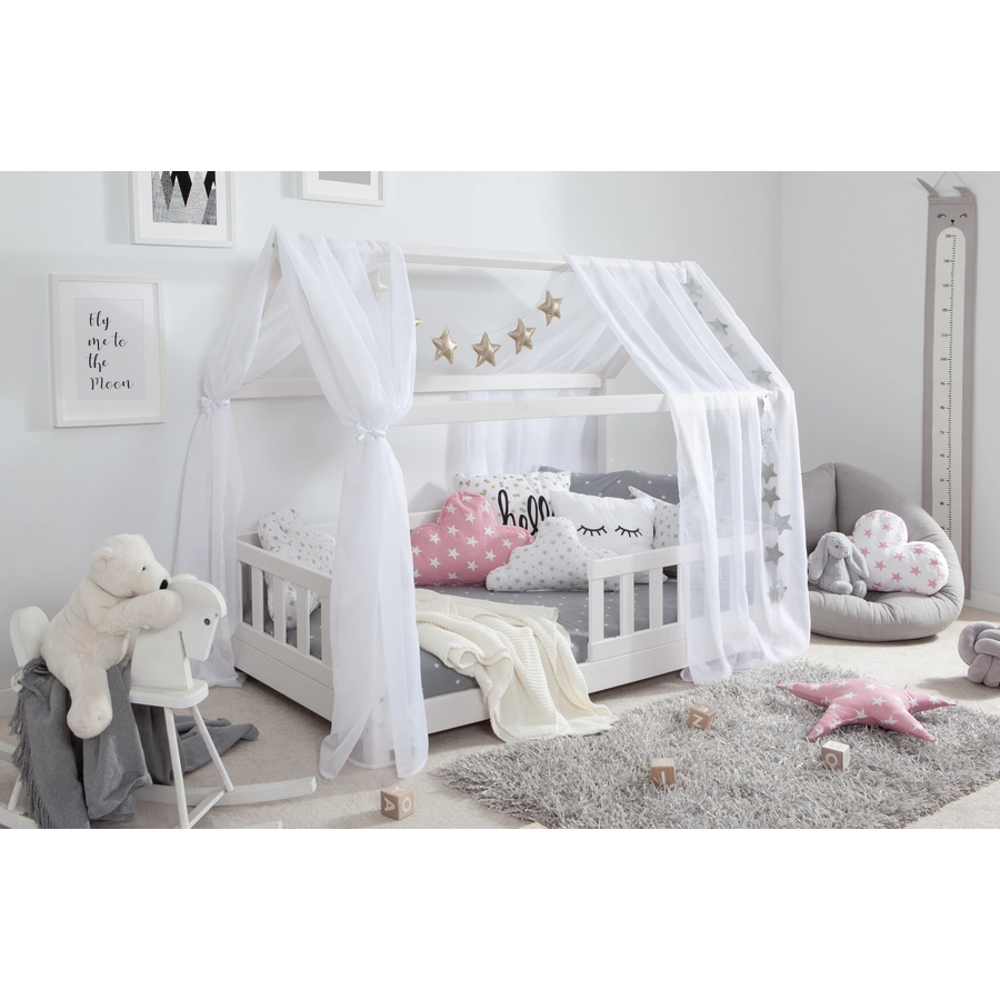 TICAA Tüll-Set für Hausbett Kay weiß Weiß