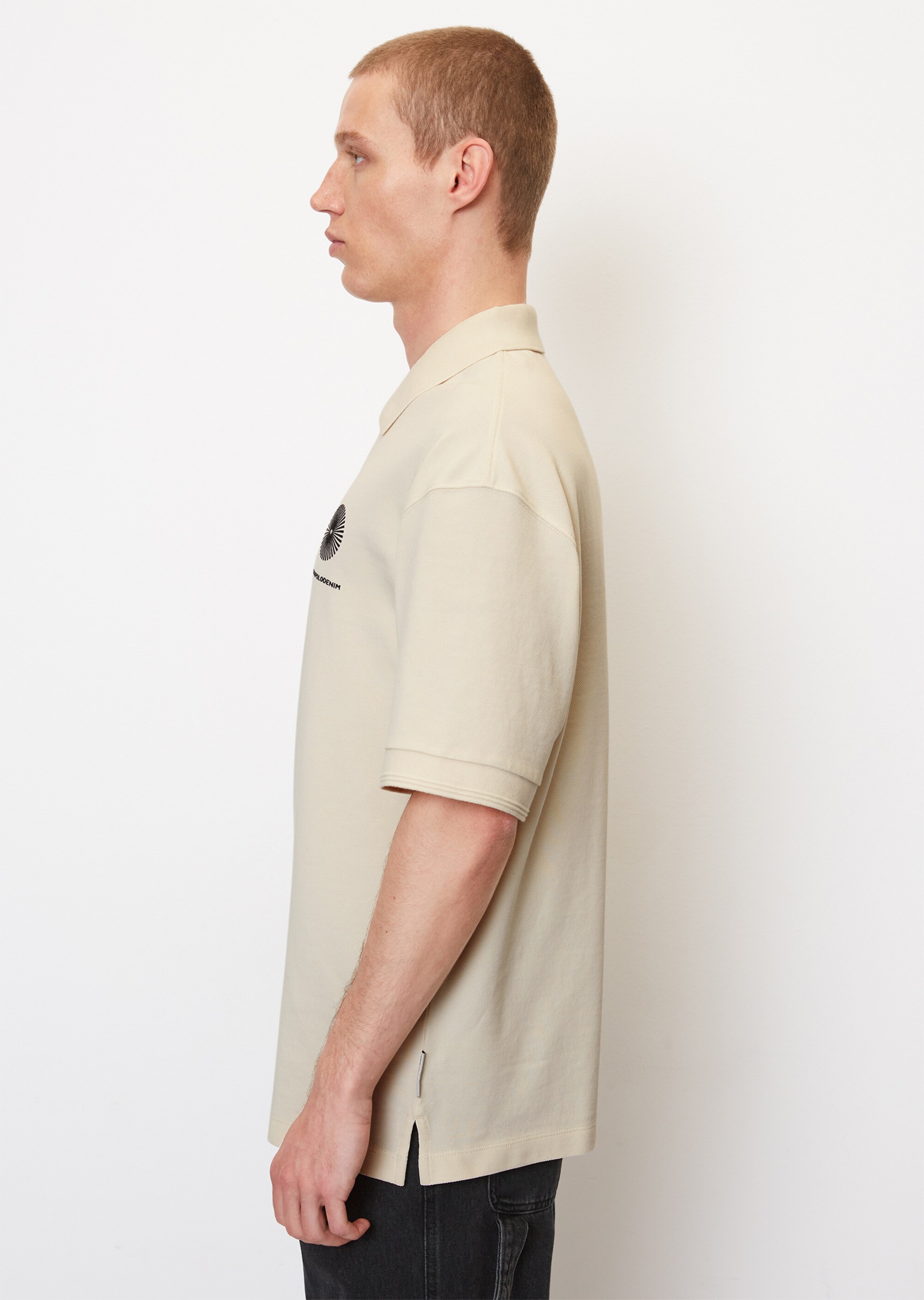 Kurzarm-Poloshirt Piqué oversized aus reiner Bio-Baumwolle