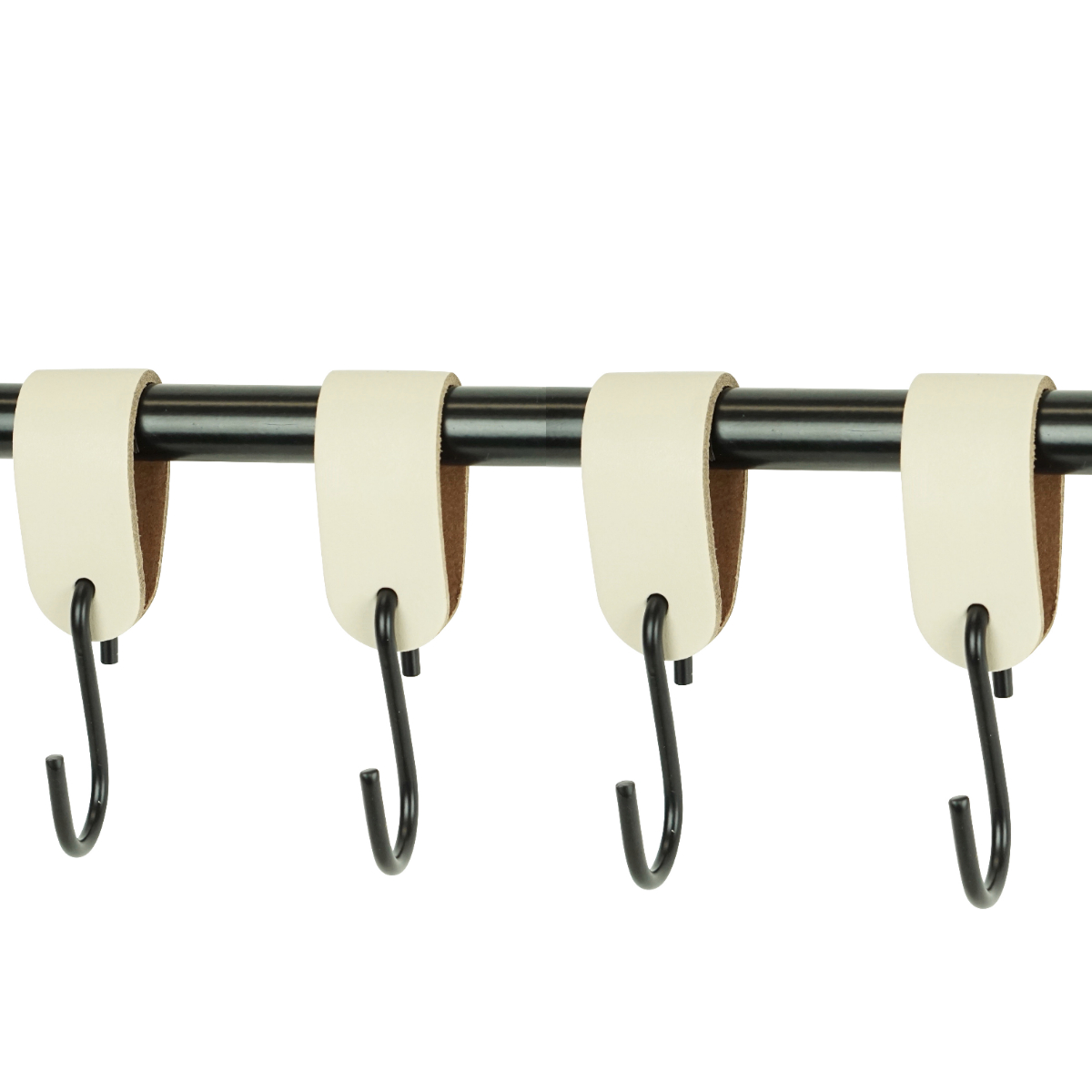 Leren S-haak hangers (set van 4) Creme