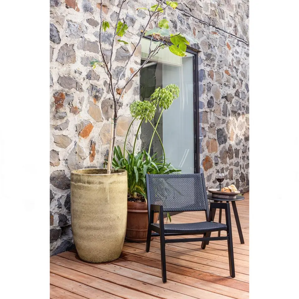 WOOOD Pem Tuin Fauteuils Armleuning - Aluminium - Zwart - Set van 2
