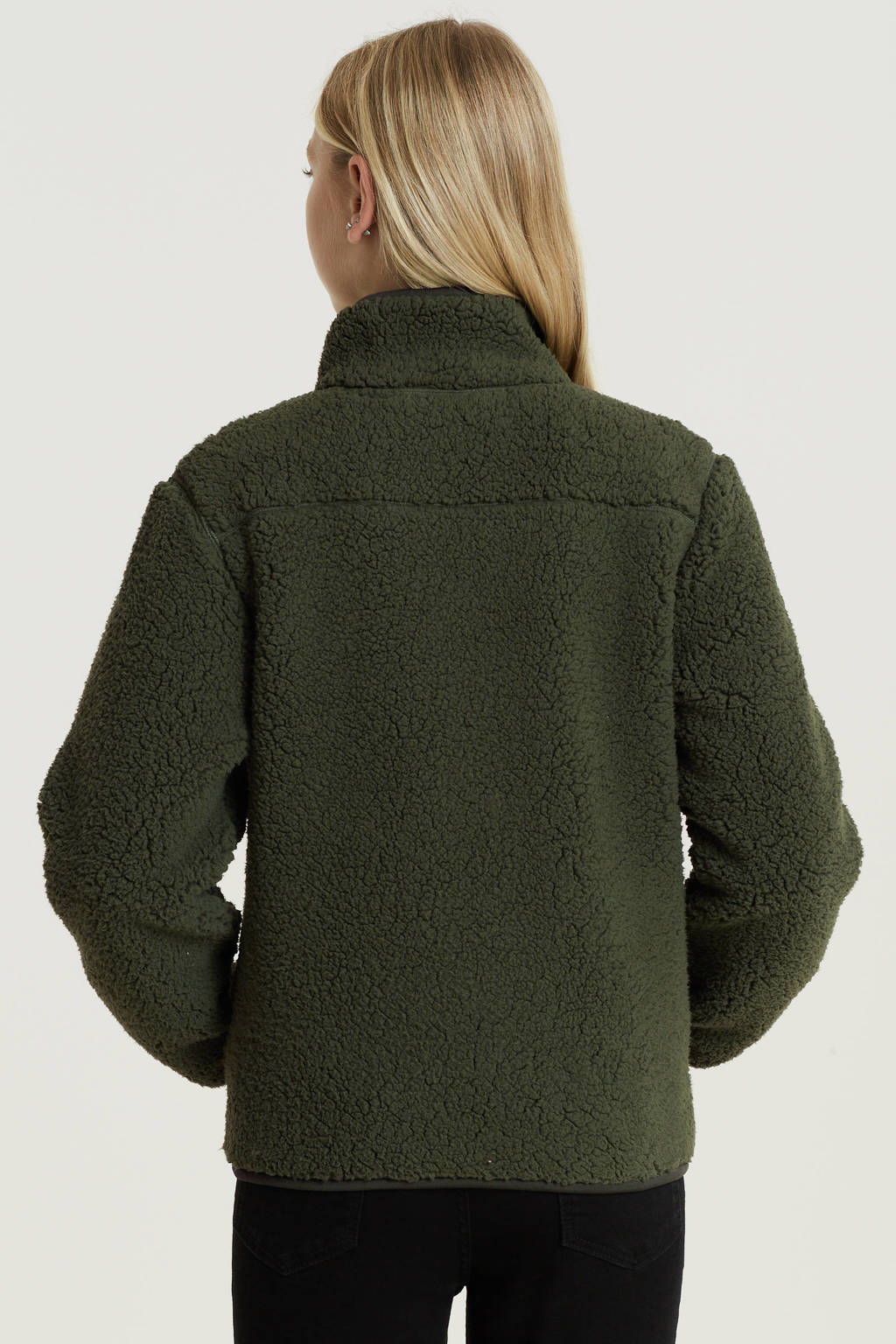 anytime teddy fleece vest khaki
