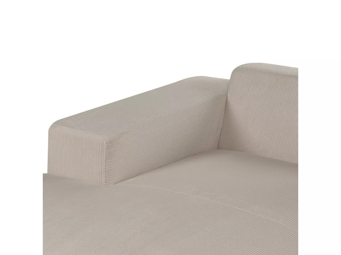 Canapé Angle à gauche 4 Places en Velours Côtelé Beige avec 4 Coussins Supplémentaires Lungo