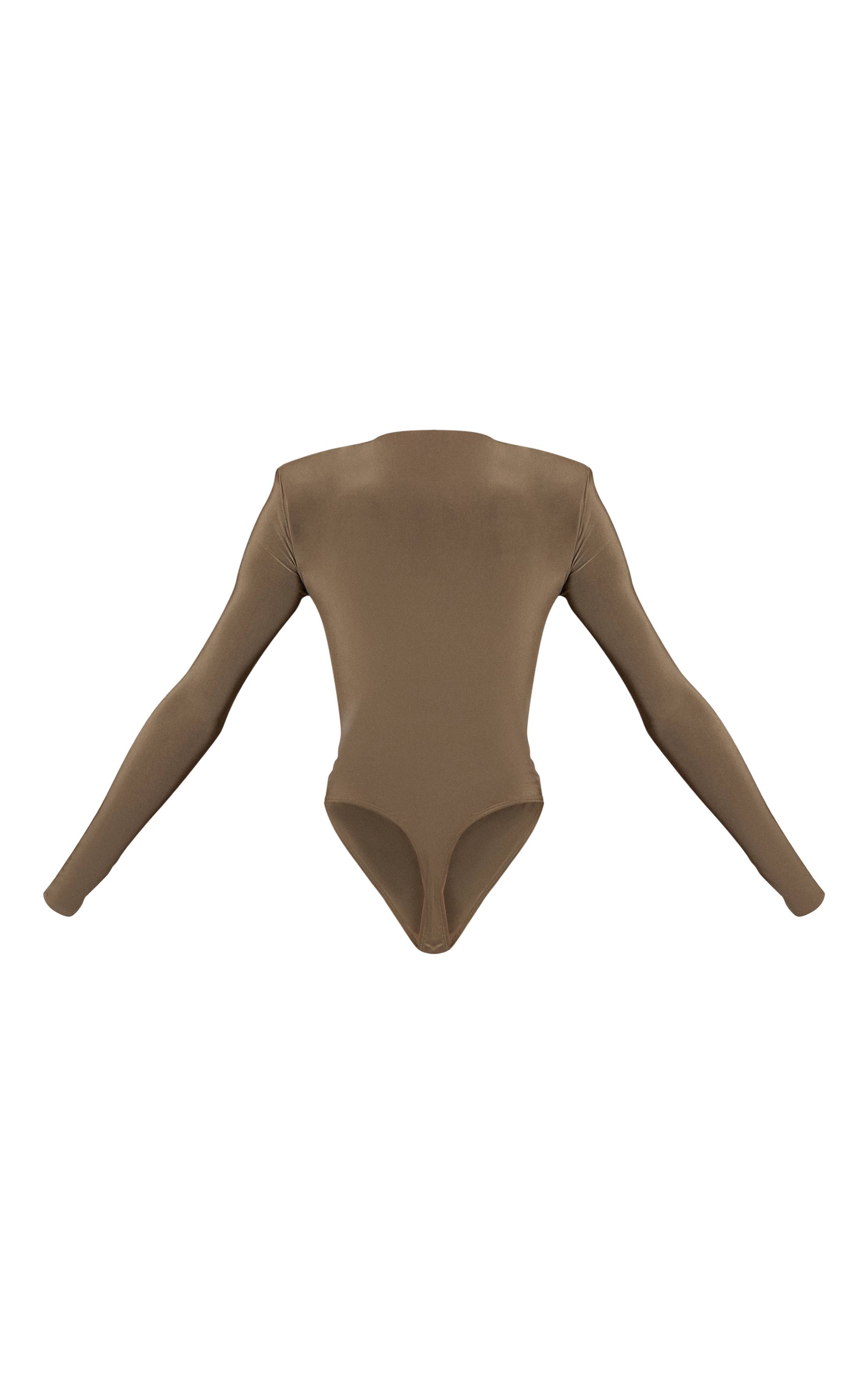 Kaki Body Manches Longues En Tissu Slinky Double Épaisseur Avec Détail Drapé Froncé