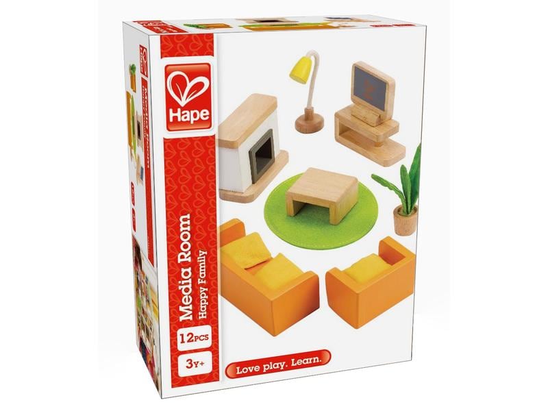 Hape Puppenhausmöbel Wohnzimmer 12-teiliges Wohnzimmer-Set