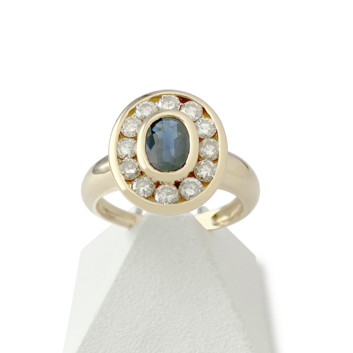 Bague d'occasion or 750 jaune diamants saphir