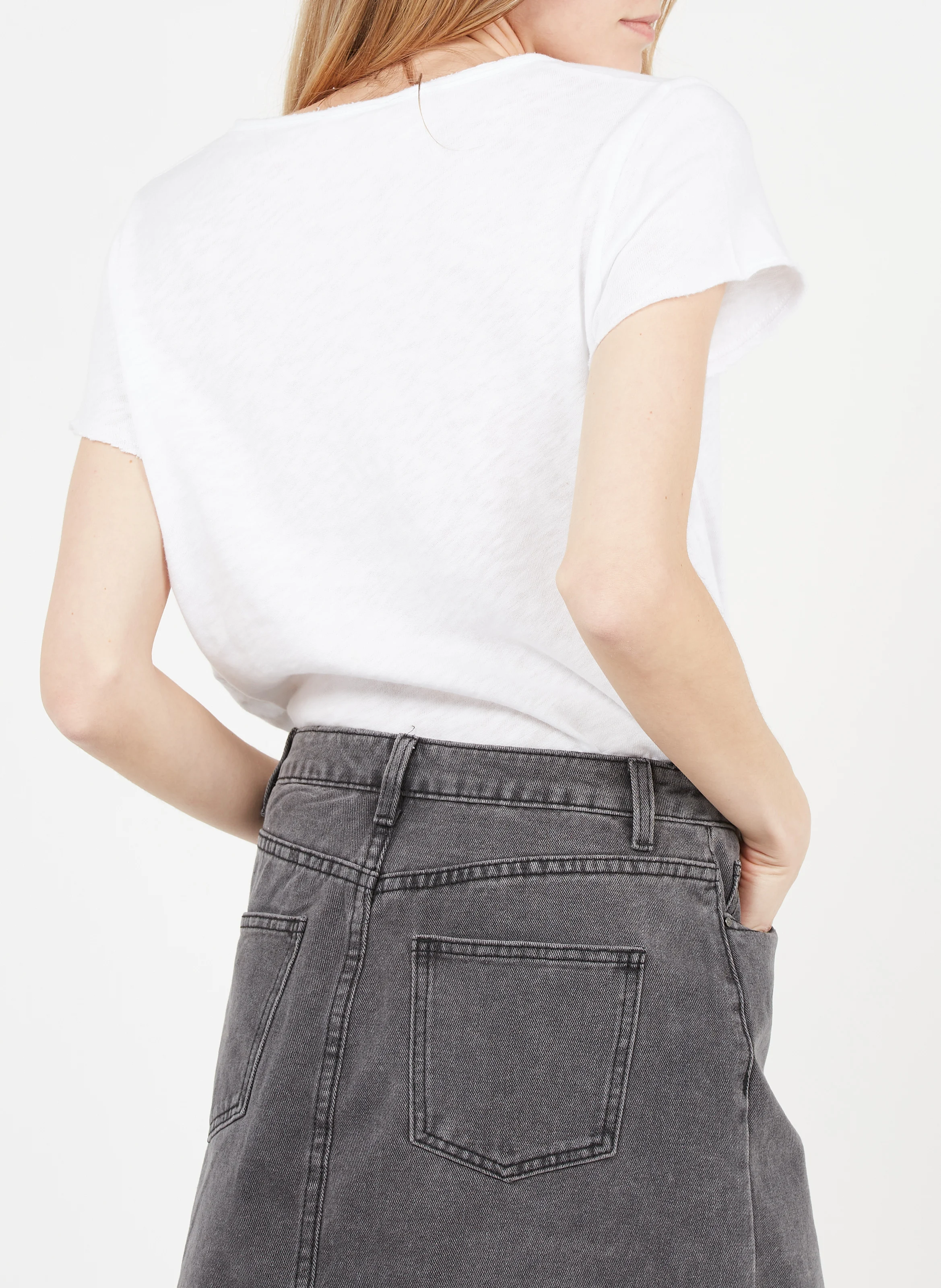 SONOMA - Tee-shirt droit col V en coton | Blanc