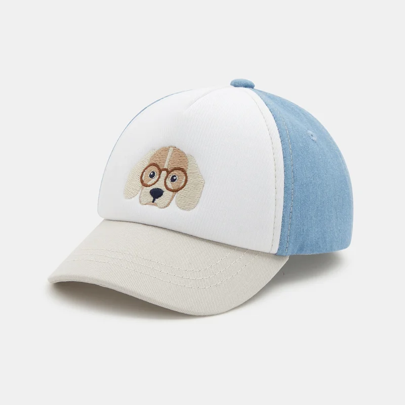 Casquette bimatière chien bleu bébé mixte Beige