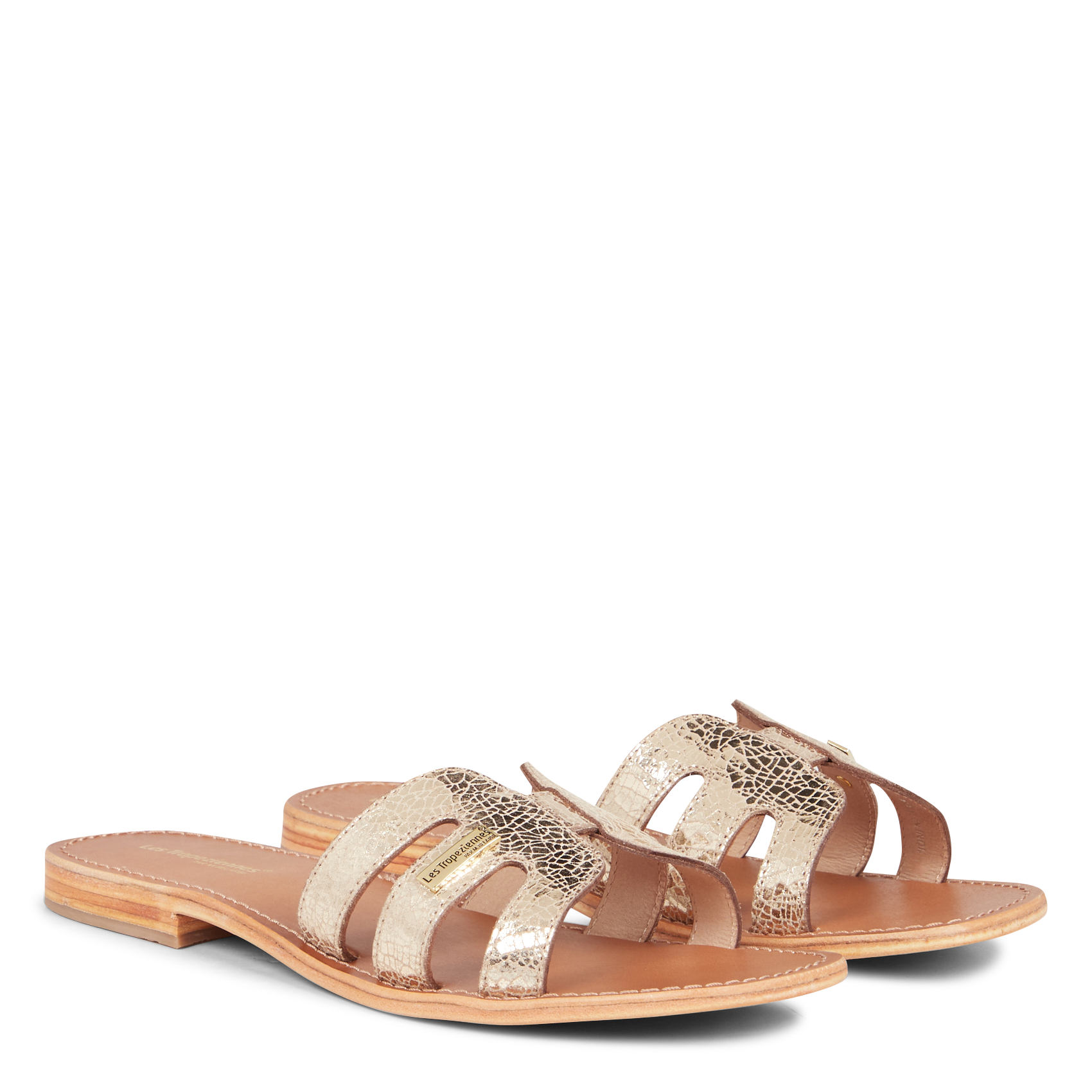 HADAMIA - Mules plates en cuir | Doré