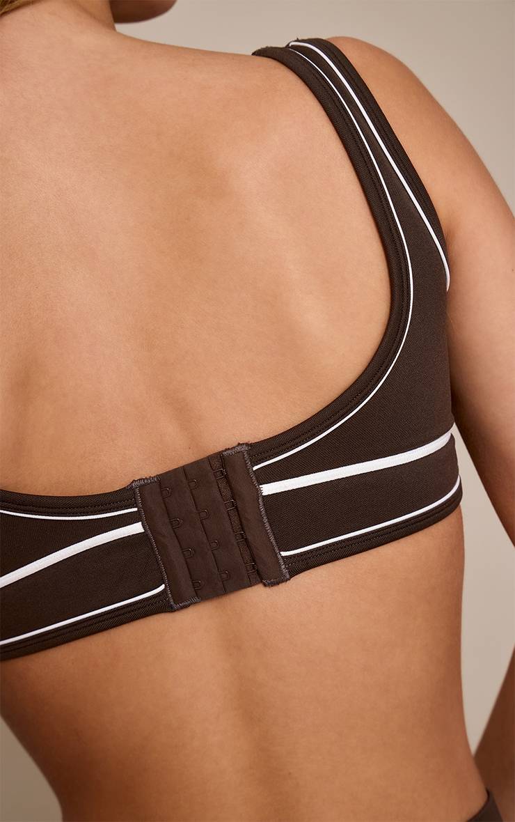 Espresso Brassière De Sport Sans Coutures À Détails Contrastés