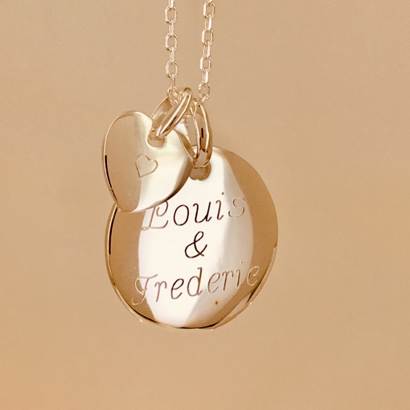 Collier médaille et mini médaille plaqué or 18 K