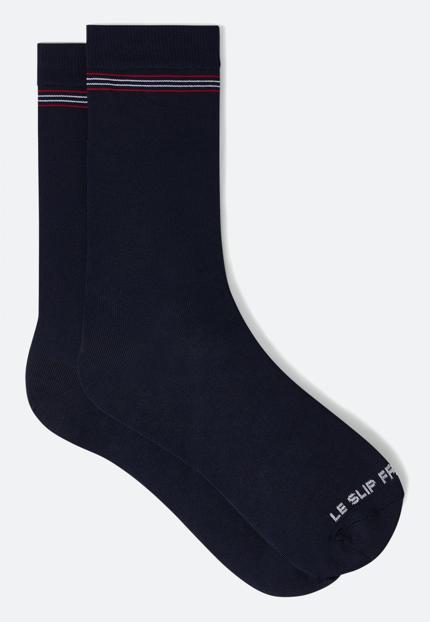 Chaussettes mi-hautes mixtes polyamide-Leo Marine Ecru Rouge